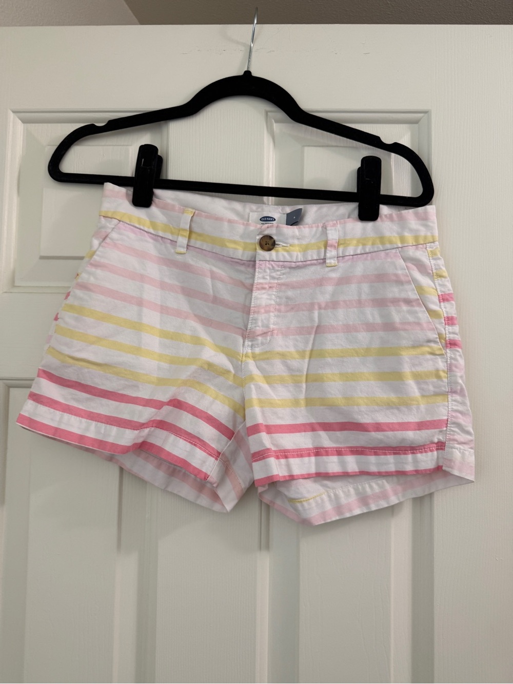 Old Navy Striped Cotton Women's Shorts - Pink & Yellow